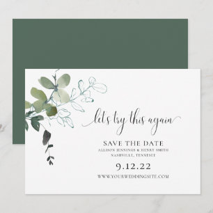 Simple Greenery Change the Date Wedding Save The D
