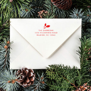 Simple Greenery Christmas Card Return Address Self-inking Stamp
