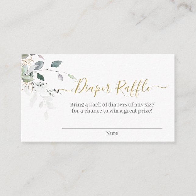 Simple Greenery Diaper Raffle Enclosure Card (Front)