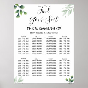 Simple Greenery Elegant Wedding Seating Chart