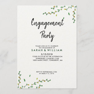 Simple Greenery Engagement Invitation