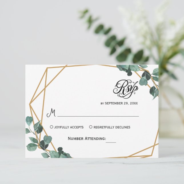 Simple Greenery Eucalyptus RSVP Invitation (Standing Front)