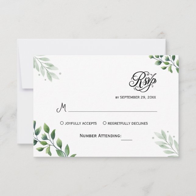 Simple Greenery Eucalyptus RSVP Invitation (Front)