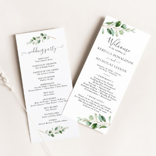 Simple Greenery Eucalyptus Wedding Program Menu