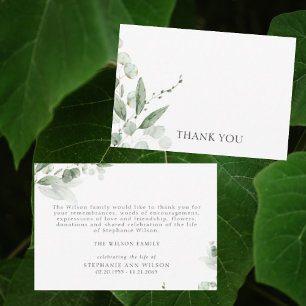 Simple Greenery Funeral Bereavement Thank You Card