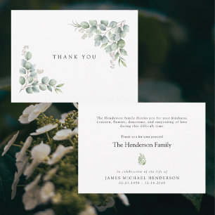 Simple Greenery Funeral Personalised Thank You Card