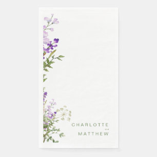 Simple Greenery Lavender White Wedding  Napkin