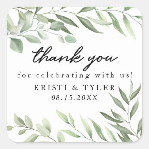 Simple Greenery Leaves Wedding Sticker