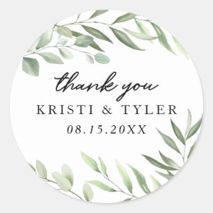 Simple Greenery Leaves Wedding Stickers