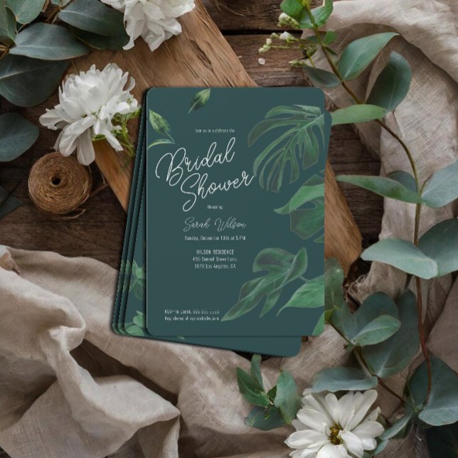 Simple Greenery Minimalist Script Bridal Shower Invitation (Creator Uploaded)