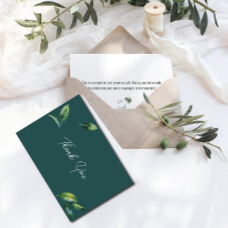Simple Greenery Minimalist Script Bridal Shower Thank You Card