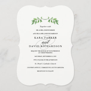 Simple Greenery   Minimalist Wedding Invitation