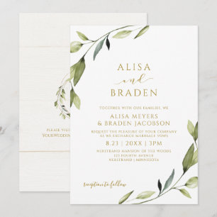 Simple Greenery Nature Vines Gold Elegant Invitation