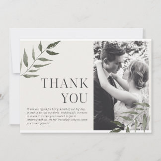 Simple Greenery Photo Thank You Card