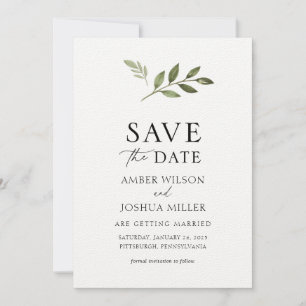 Simple Greenery Save the Date Invitation