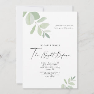 Simple Greenery The Night Before Dinner Invitation