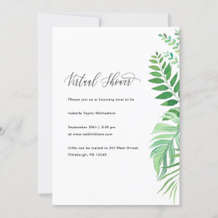 Simple Greenery Virtual Baby Shower Invitation