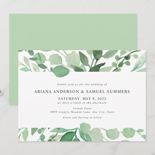 Simple Greenery wedding 4197 Invitation (Front/Back)