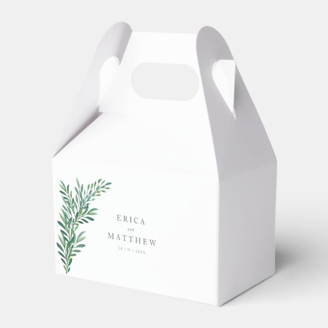 Simple Greenery Wedding Favour Box (Front Side)