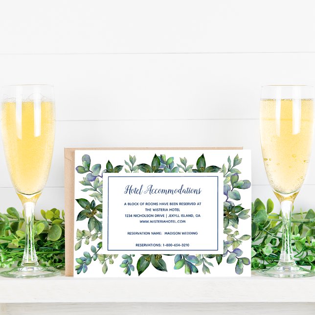 Simple Greenery Wedding Hotel Accommodations Enclosure Card (Creator Uploaded)