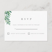 Simple Greenery Wedding RSVP Card