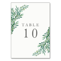 Simple Greenery Wedding Table Number Card