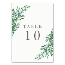 Simple Greenery Wedding Table Number Card