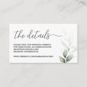 Simple Greenery Wedding Website Info Enclosure Card