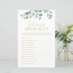 Simple Greenery Who Knows The Bride Best Game