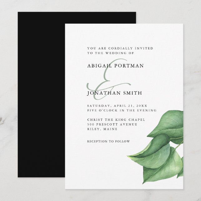 Simple Greenery with Ampersand Wedding Invitation (Front/Back)