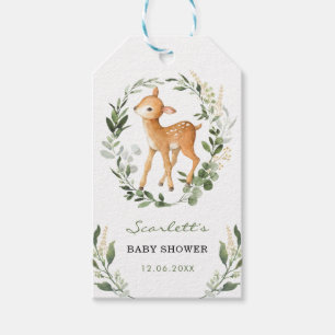 Simple Greenery Woodland Deer Baby Shower Birthday Gift Tags