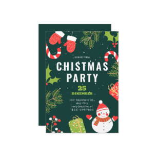 Simple Greeting Christmas party red & green funny Holiday Card