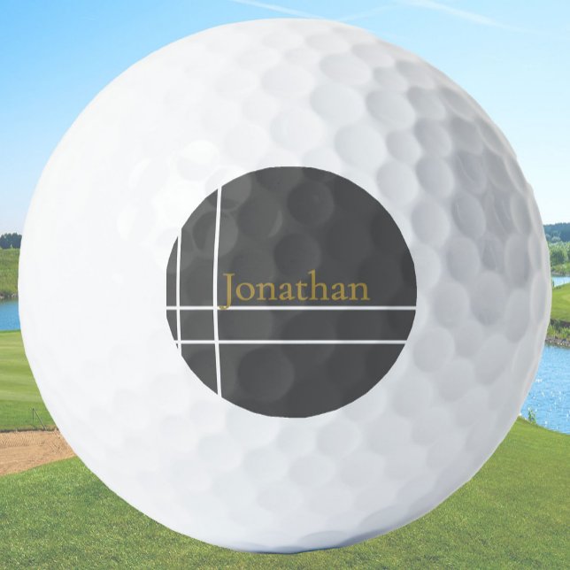 Simple grey and gold minimalist custom name  golf balls (Creator Uploaded)