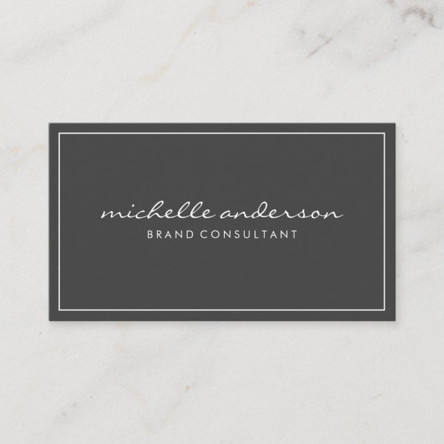 Simple Grey and Pink with White Border Business Card (Front)