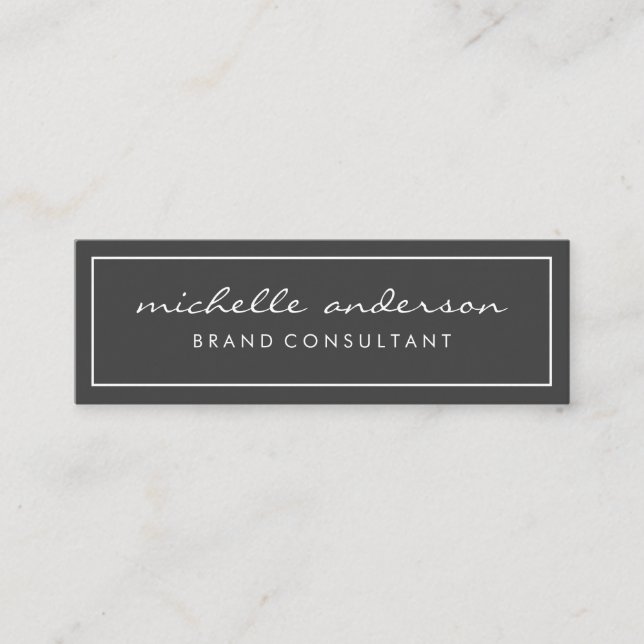 Simple Grey and Pink with White Border Mini Business Card (Front)