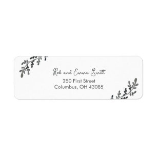 Simple Grey and White Botanical Return Address