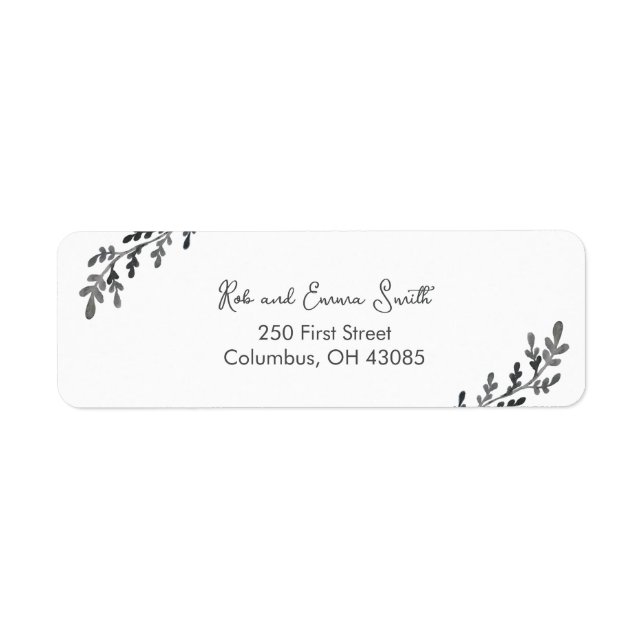Simple Grey and White Botanical Return Address (Front)