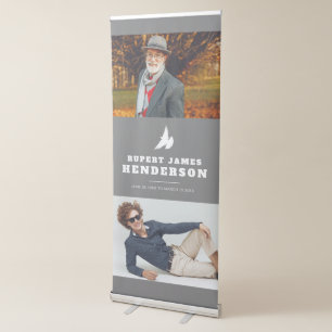 Simple grey and white dove photo template retractable banner