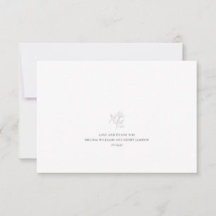 Simple Grey and White Floral Wedding Thank You Card