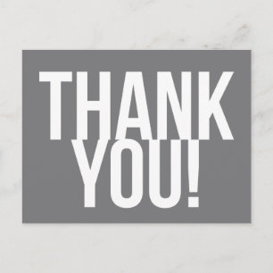 Simple Grey and White Thank You Postcard