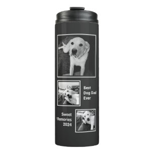Simple Grey and White Three Photo Minimalist Thermal Tumbler