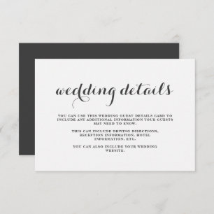 Simple Grey and White Wedding Guest Details Card