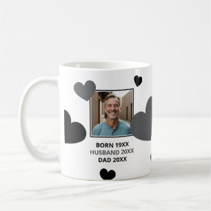 Simple Grey & Black Hearts Husband Keepsake Photo Coffee Mug