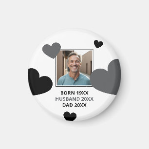 Simple Grey & Black Hearts Husband Keepsake Photo Magnet