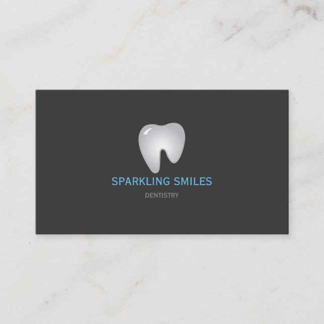 Simple Grey Blue Dentist Business Card (Front)