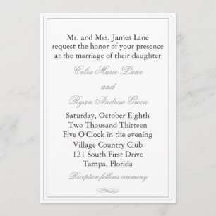 Simple Grey Border Wedding Invitation