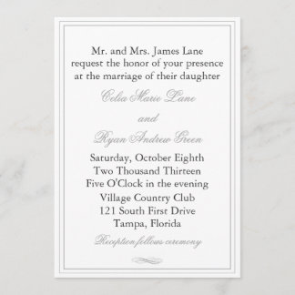 Simple Grey Border Wedding Invitation