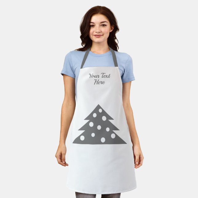 Simple Grey Christmas Tree Holiday Apron (Worn)