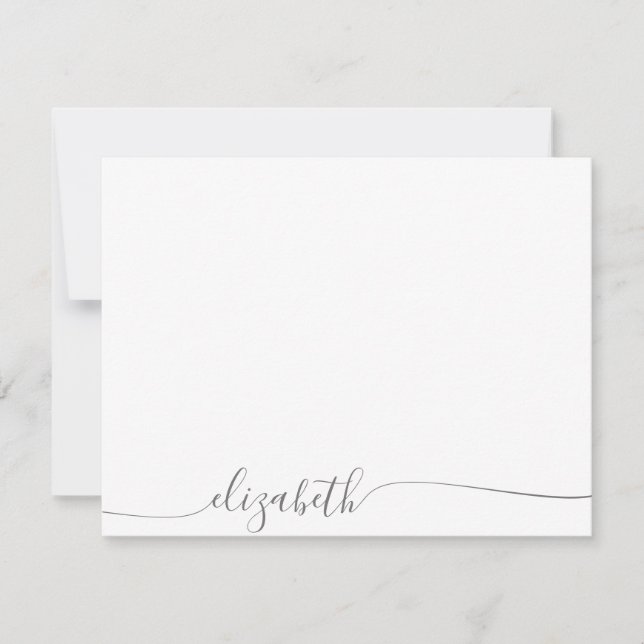 Simple Grey Cursive Script Personalised Name Card (Front)