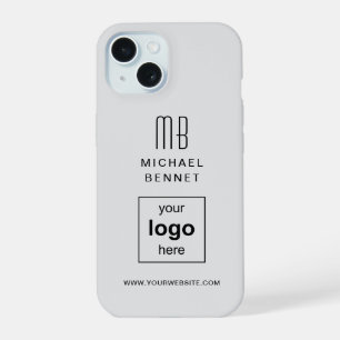 Simple Grey Custom Business Logo iPhone 15 Case